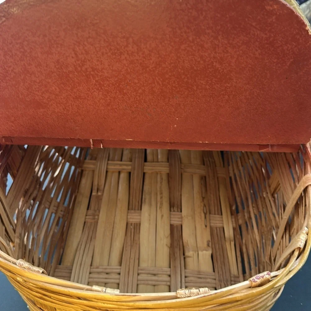 Hand-Painted Floral Picnic Basket